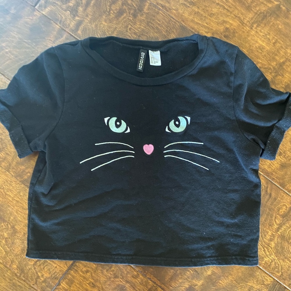 H&M Black Cat Crop Top